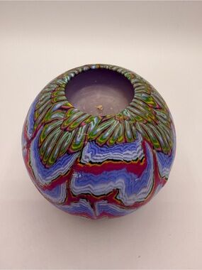 Lifelines Handcrafted Multicolor Wavy Pattern Ball Candle  - Decorative Home Art